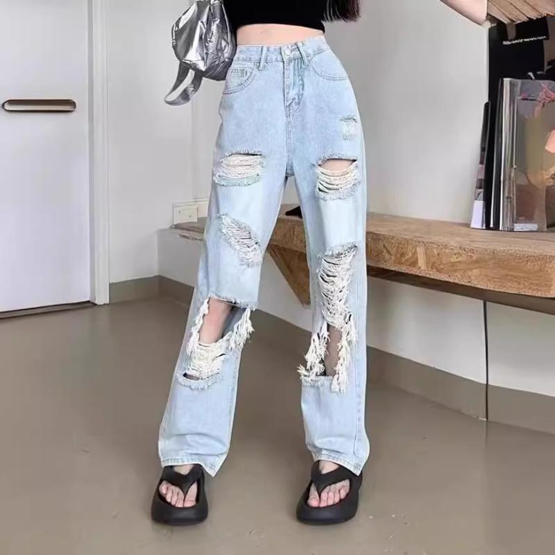 Jeans | Prettylittlething Acid Blue Wash Open Knee Boyfriend Jeans  – Womens Clothing Acid Blue Wash