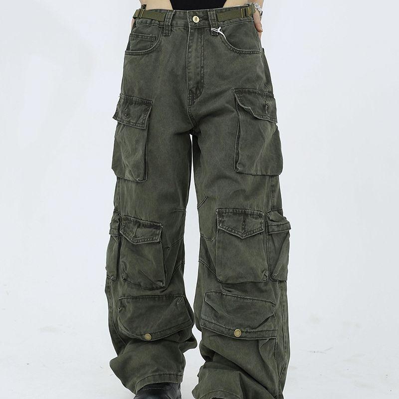 Jeans | Shape Dark Green Vintage Pocket Wide Leg Cargo Jeans  – Womens Clothing Dark Green