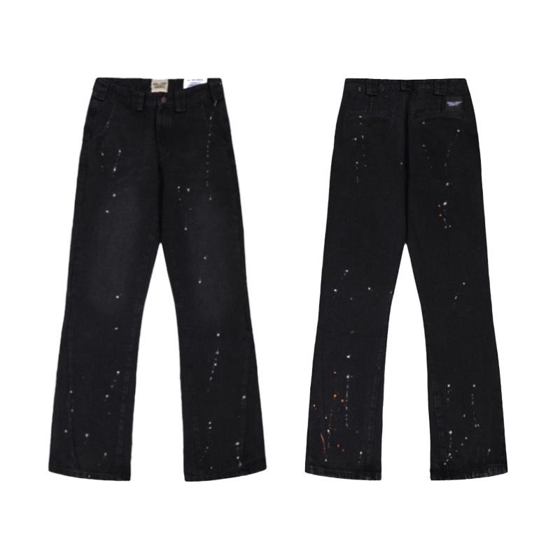 Jeans | Washed Black Splatter Detail Wide Leg Jeans  – Womens Clothing Jeans