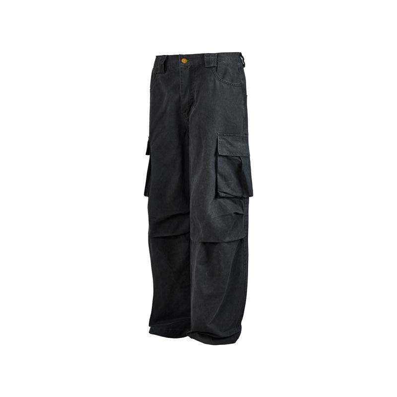 Jeans | Washed Charcoal Twill Pocket Detail Wide Leg Cargo Trousers  – Womens Clothing Jeans