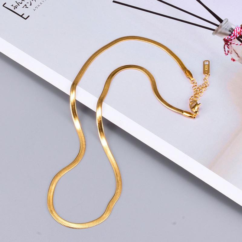 Jewellery | Gold Chevron Pattern Snake Chain Necklace  – Womens Accessories Gold