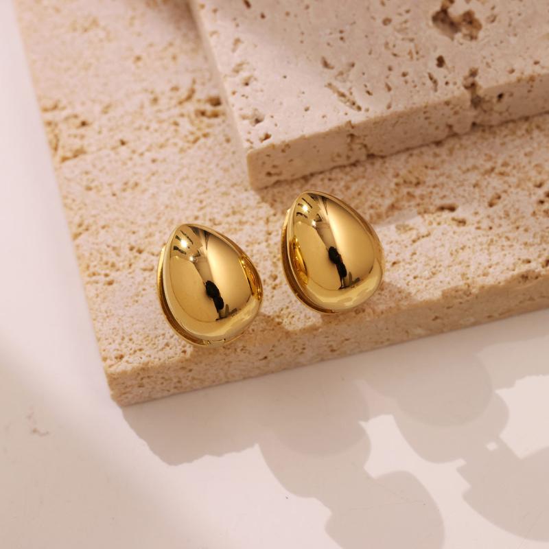 Jewellery | Gold Chunky Oval Stud Earrings  – Womens Accessories Earrings