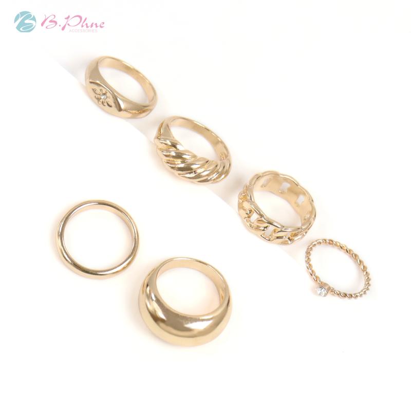 Jewellery | Gold Croissant Detail 5 Pack Ring Set  – Womens Accessories Gold