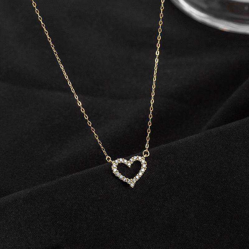 Jewellery | Gold Dainty Diamante Heart Necklace  – Womens Accessories Gold