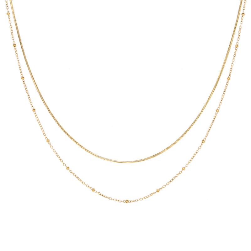 Jewellery | Gold Dainty Simple Chain Double Layering Necklace  – Womens Accessories Gold