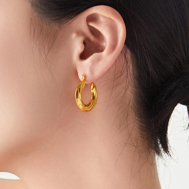 Jewellery | Real Gold Plated Mini Twist Detail Thin Hoop Earrings  – Womens Accessories Earrings