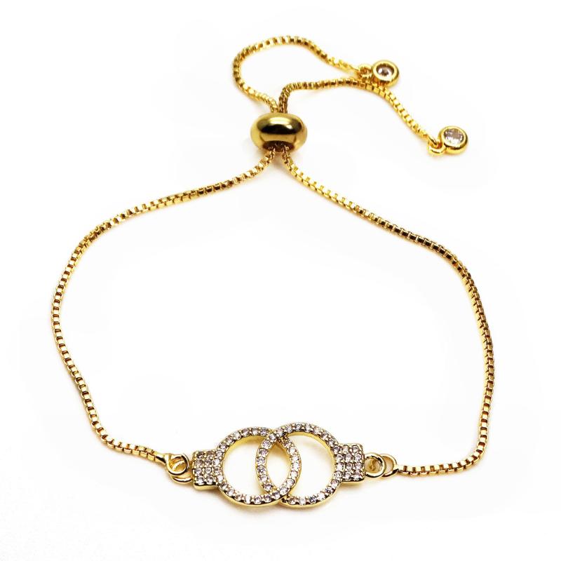 Jewellery | Real Gold Plated Paved Circle Link Pully Bracelet  – Womens Accessories Gold