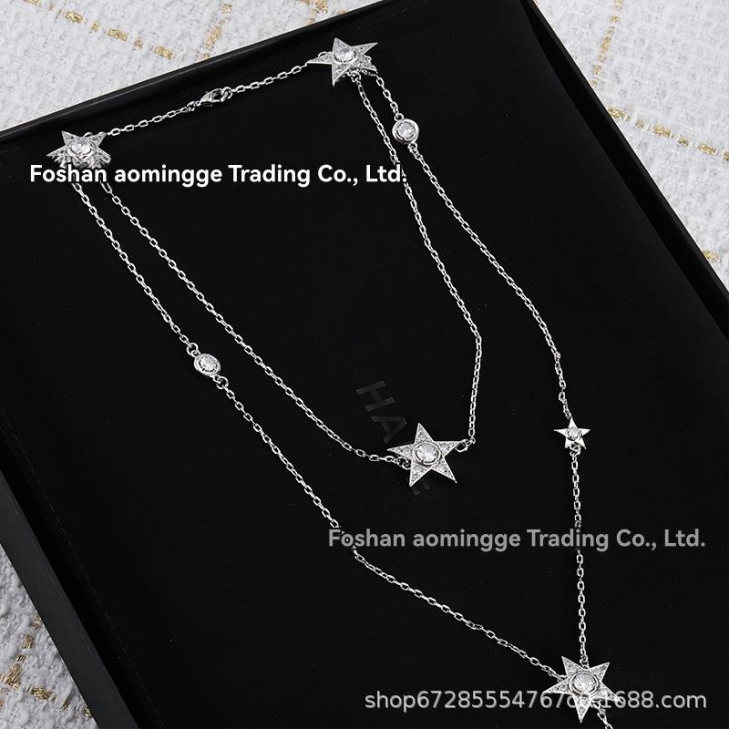 Jewellery | Real Silver Plated Star Diamante Necklace  – Womens Accessories Jewellery