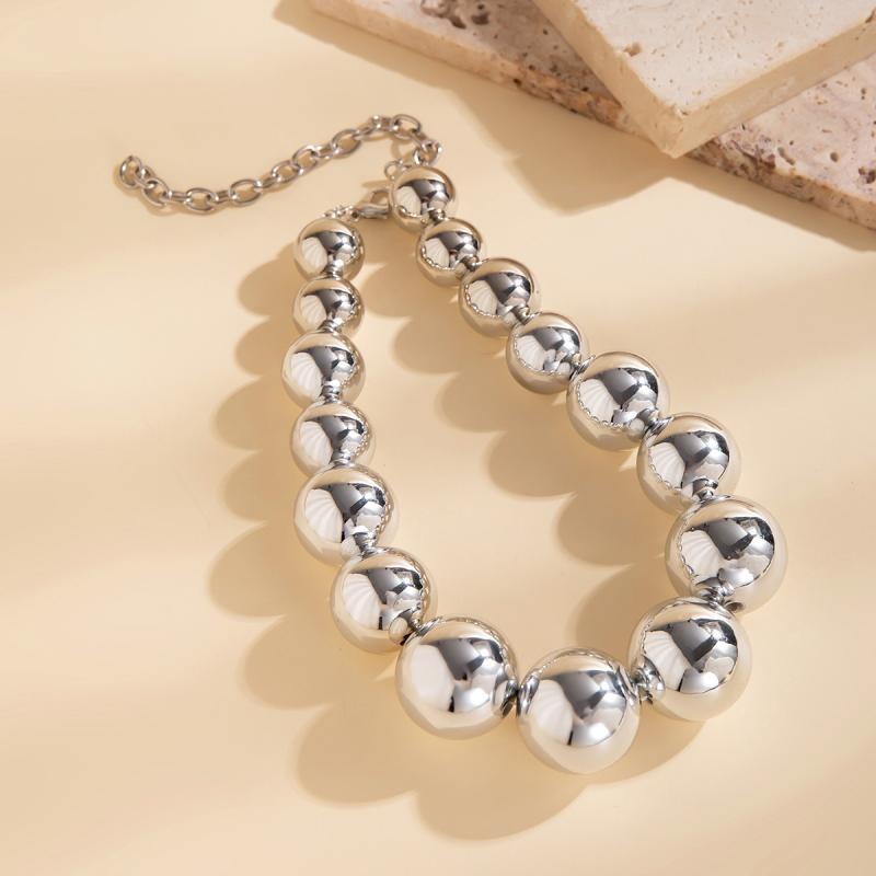 Jewellery | Silver Oversized Chunky Beaded Necklace  – Womens Accessories Jewellery