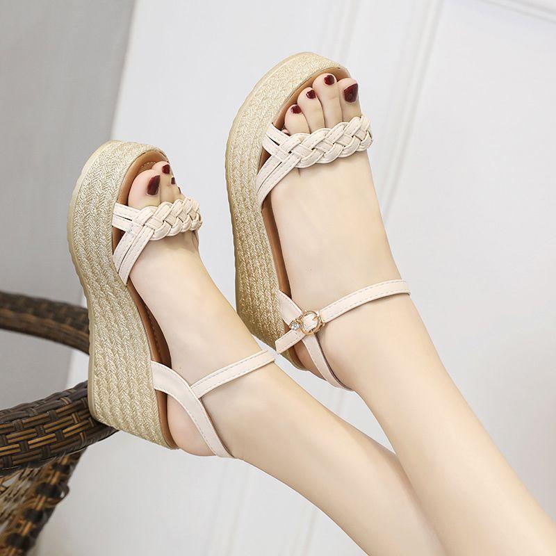 Lace Up Heels | Beige Pu Woven Lace Up Espadrille Heeled Wedges  – Womens Lace Up Heels Beige