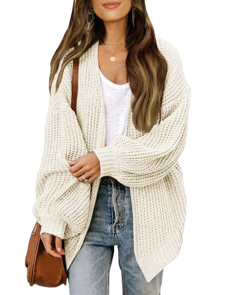 Loungewear | Cream Chunky Knit Slouchy Cardigan  – Womens Clothing Cream