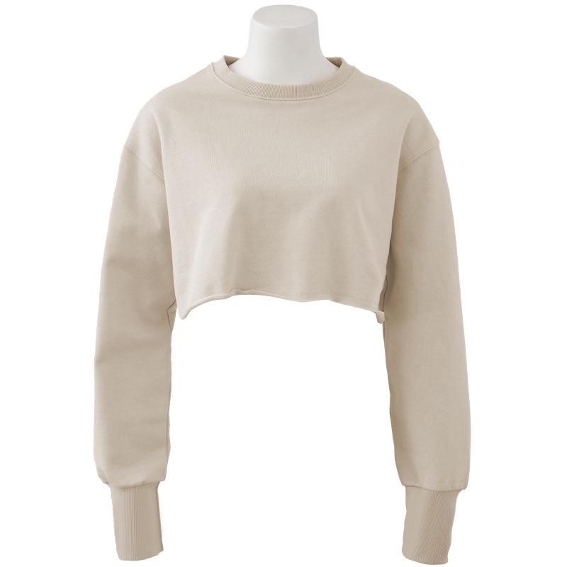 Loungewear | Sand Oversized Fit Cropped Crewneck Sweatshirt  – Womens Clothing Loungewear