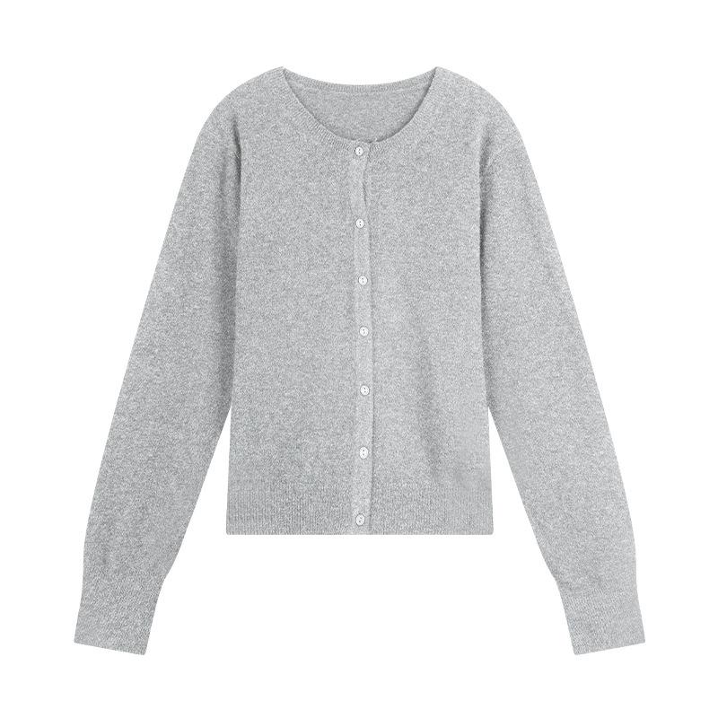 Loungewear | Tall Grey Melange Soft Knit Basic Button Up Cardigan  – Womens Clothing Grey