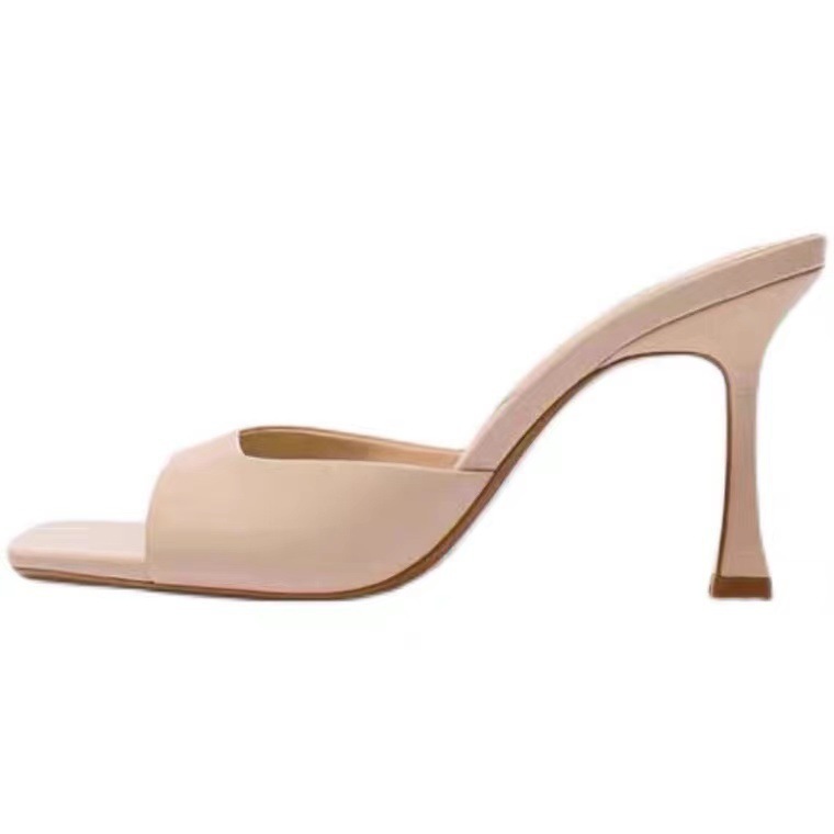 Mules | Cream Pu Square Toe High Stiletto Heeled Mules  – Womens Heels Cream