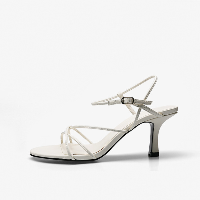 Mules | White Pu Wide Fit Cross Over Strap Heeled Mules  – Womens Heels Cream