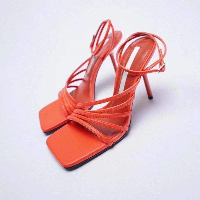 Sandals | Red Pu Square Toe Strappy Lace Up Mid Heeled Sandals  – Womens Heels Heels