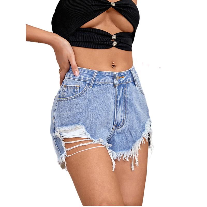 Shorts | Prettylittlething Vintage Wash Ripped Denim Mom Shorts  – Womens Clothing Shorts