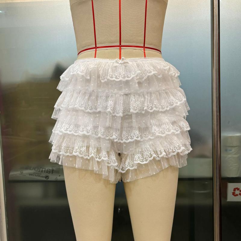 Shorts | White Frill Mesh Bloomer Shorts  – Womens Clothing Shorts