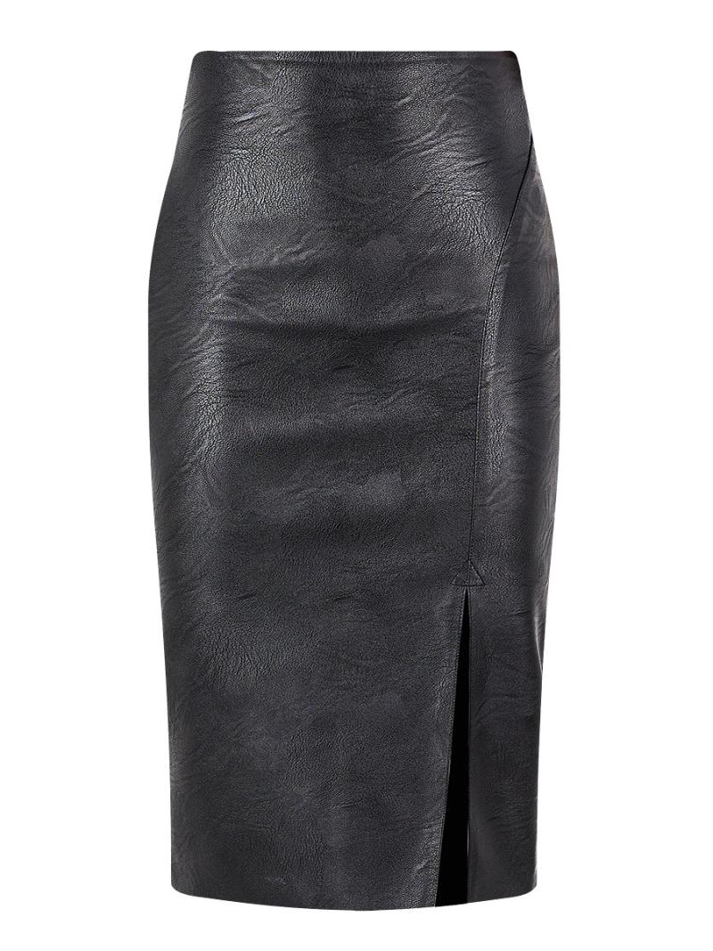 Skirts | Black Stretch Satin Split Side Maxi Skirt  – Womens Clothing Black