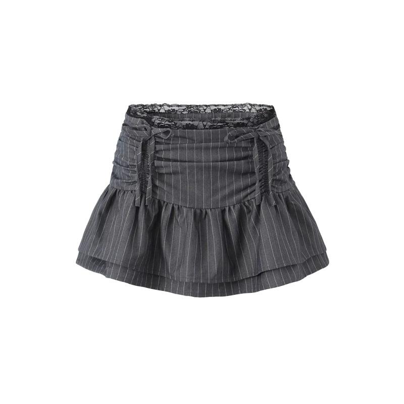 Skirts | Charcoal Pinstripe Woven Ruched Front Peplum Mini Skirt  – Womens Clothing Charcoal