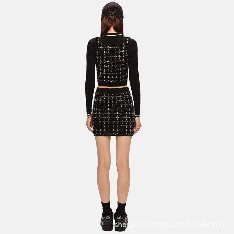 Skirts | Monochrome Contrast Boucle Knit Mini Skirt  – Womens Clothing Co-Ords