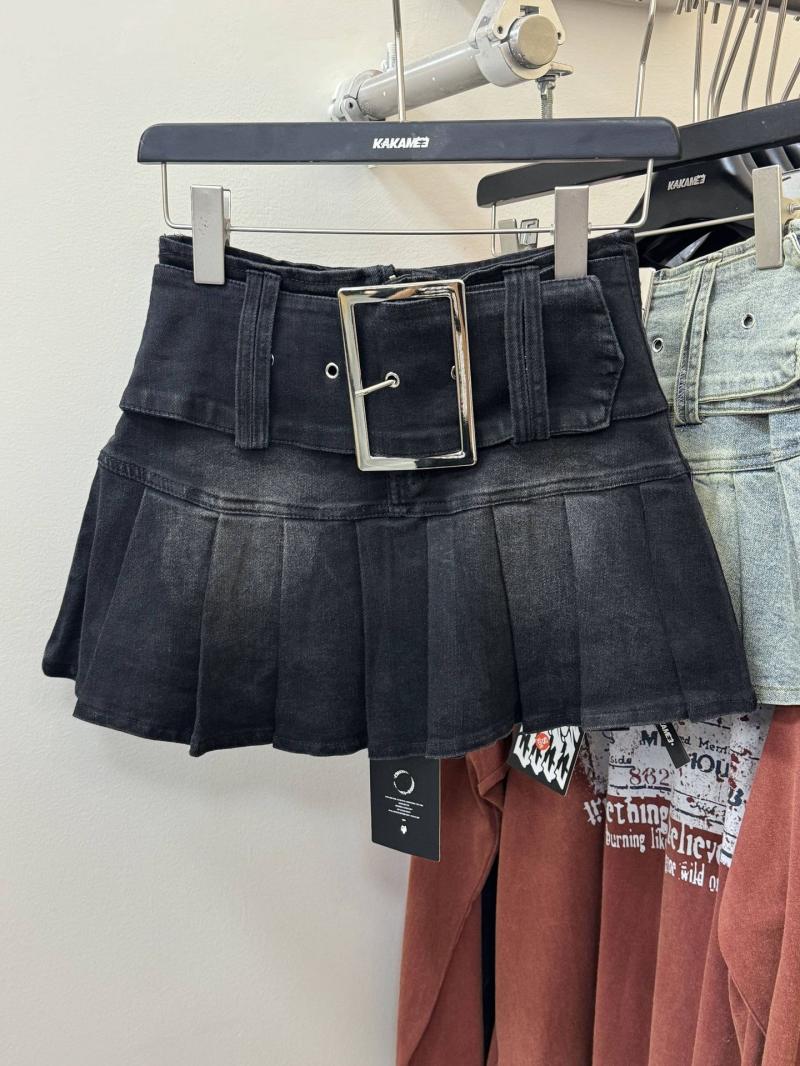 Skirts | Petite Black Acid Wash Denim Pleated Mini Skirt  – Womens Clothing Black Acid Wash