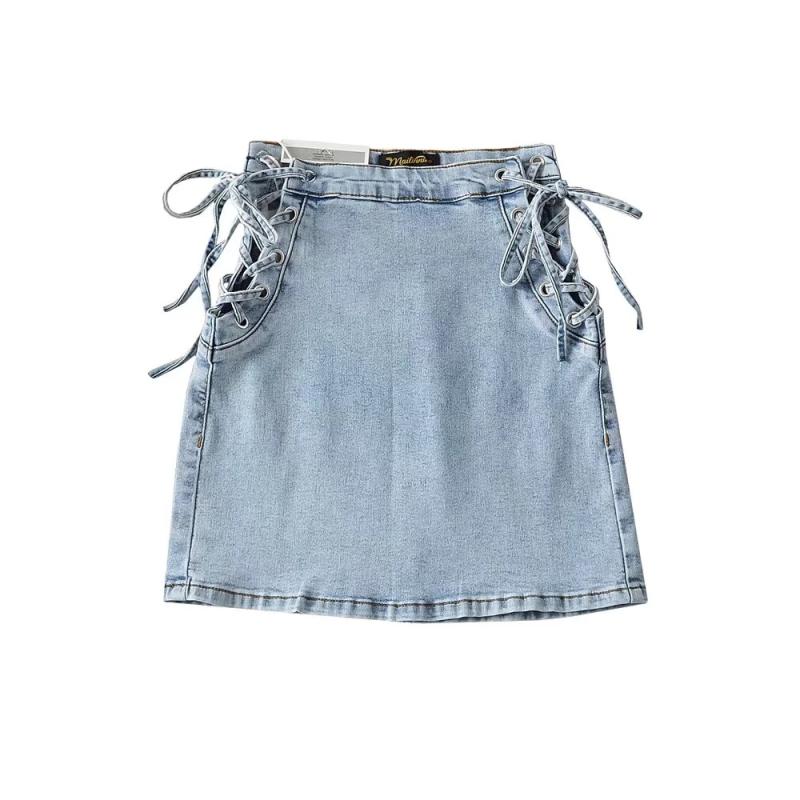 Skirts | Petite Vintage Wash Denim Lace Up Mini Skirt  – Womens Clothing Skirts