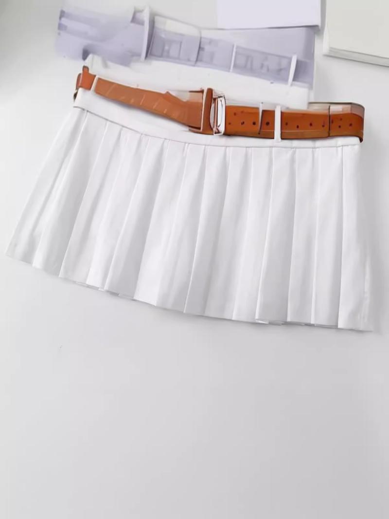 Skirts | Sand Stripe Pleated Belt Detail Mini Skirt  – Womens Clothing Sand