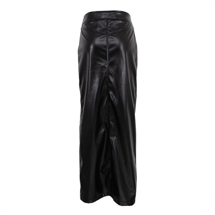 Skirts | Washed Black Faux Leather Belted Maxi Skirt  – Womens Clothing Black