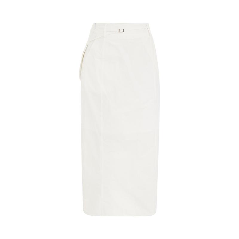 Skirts | White Heavy Twill Belted Midaxi Skirt  – Womens Clothing Skirts