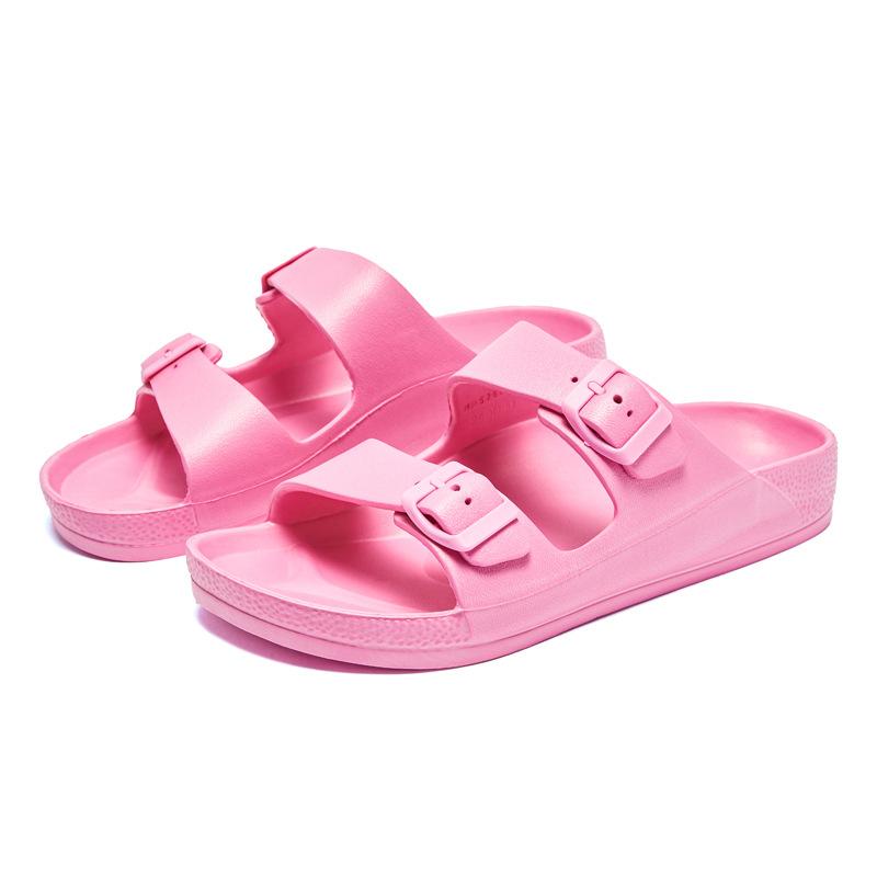 Sliders | Bright Pink Wide Fit Rubber Buckle Footbed Sliders  – Womens Flats Bright Pink