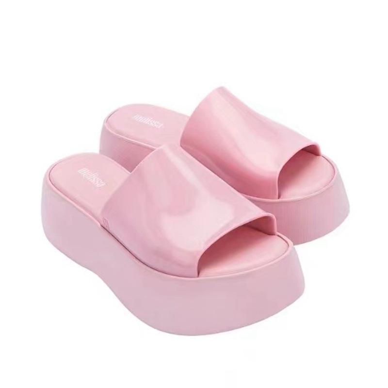 Sliders | Pink Pu Round Toe Chunky Platform Slider Sandals  – Womens Chunky Sandals Chunky Sandals