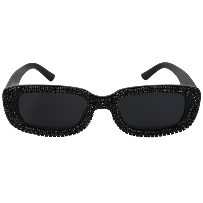 Sunglasses | Black Diamante Rectangular Sunglasses  – Womens Accessories Black