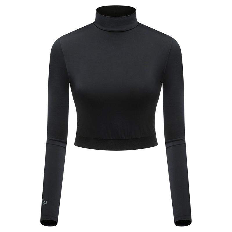 Tops | Black High Neck Long Sleeve Crop Top  – Womens Clothing Black