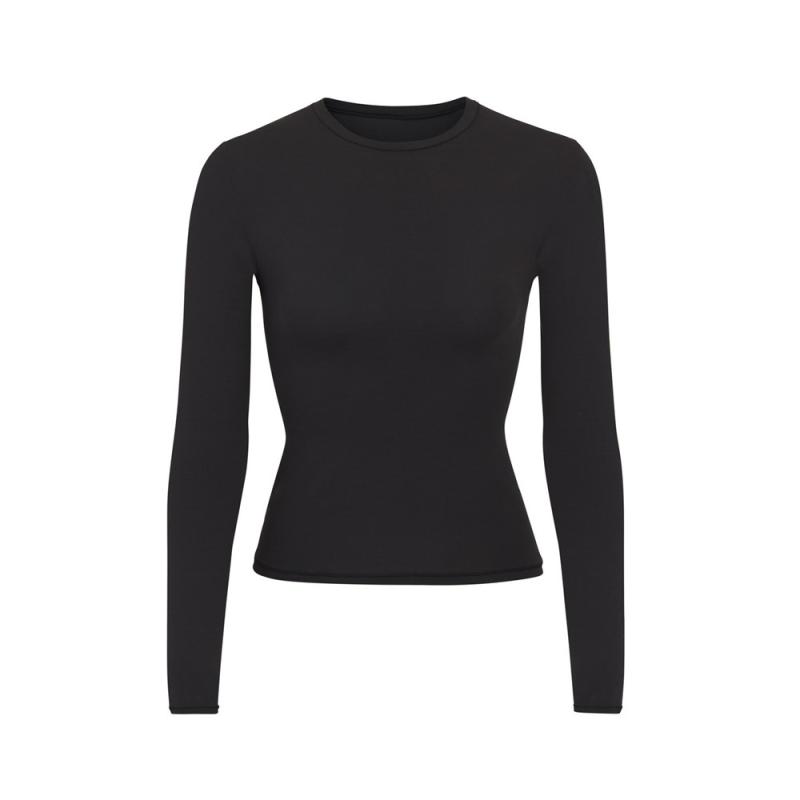 Tops | Tall Black Contour Sculpt Long Sleeve T Shirt  – Womens Clothing Black