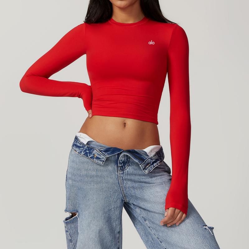 Tracksuits | Cherry Red Plt Studio Archive Puff Print Cotton Long Sleeve Crop Top  – Womens Clothing Cherry Red