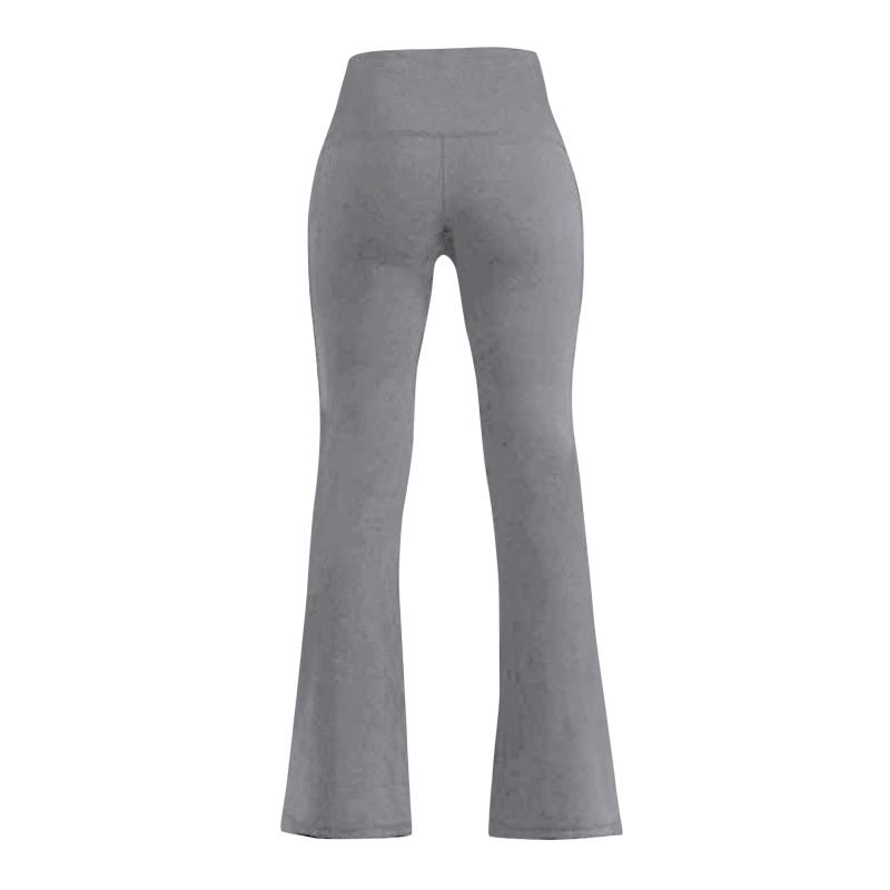 Trousers | Grey Marl Cotton High Waist Flared Trousers  – Womens Clothing Co-Ords