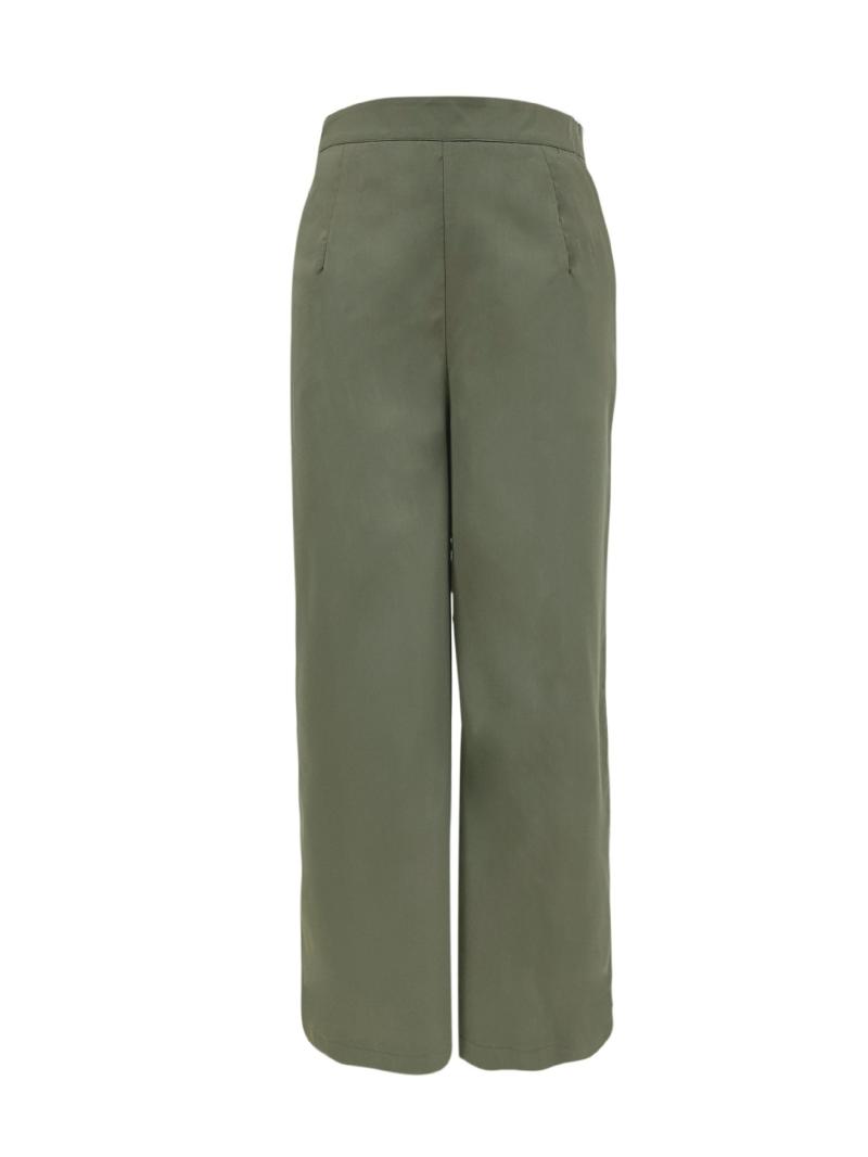 Trousers | Khaki Premium Mid Rise Wide Leg Trousers  – Womens Clothing Co-Ords