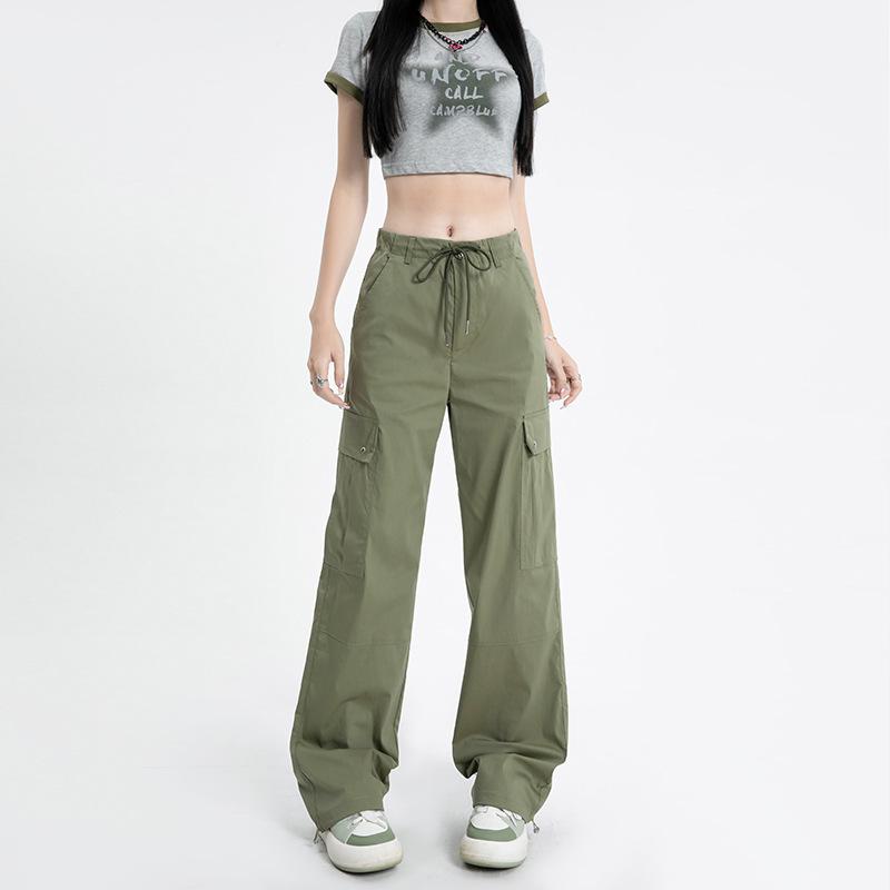 Trousers | Khaki Wide Leg High Waisted Cargo Trousers  – Womens Clothing Green