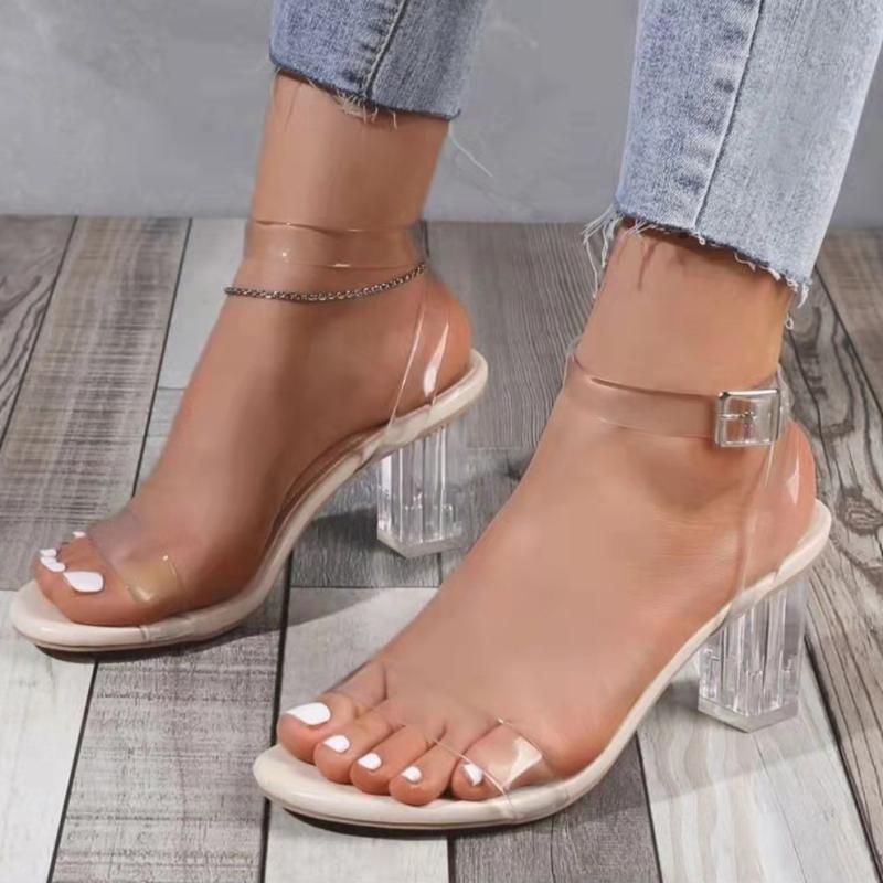 Wide Fit Shoes | Nude Wide Fit Clear Block Heel Sandal  – Womens Shoes Nude