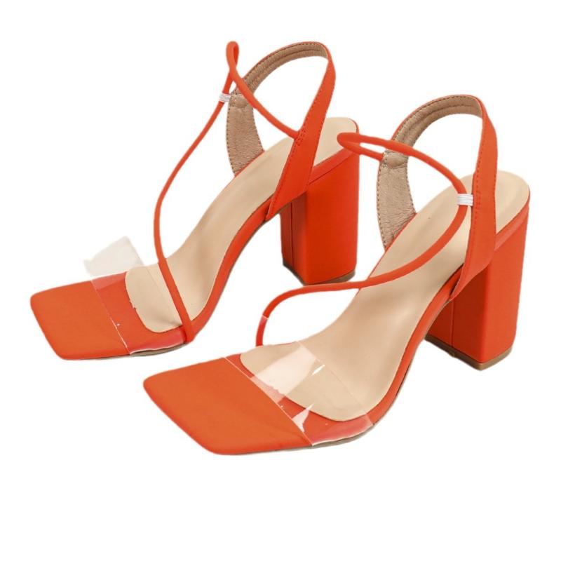 Wide Fit Shoes | Nude Wide Fit Patent Pu Clear Strap Block Heel Sandals  – Womens Heels Heels