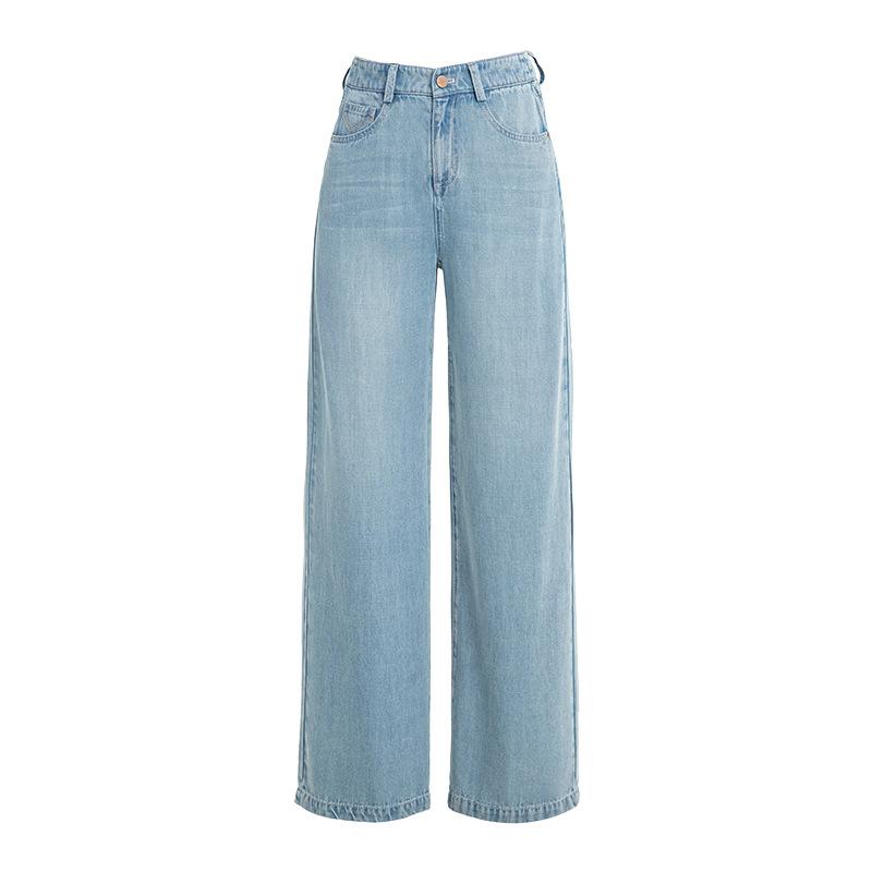 Jeans | Light Blue Seam Detail Wide Leg Denim Jean  – Womens Clothing Jeans